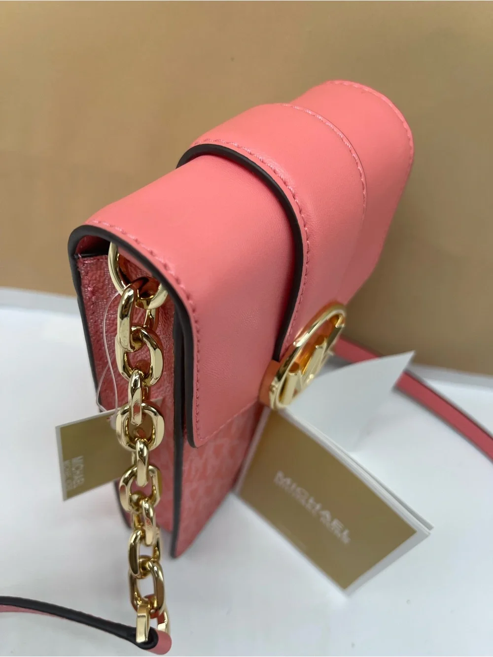 Michael Kors Carmen Small NS Phone Xbody Crossbody Bag Grapefruit NWT